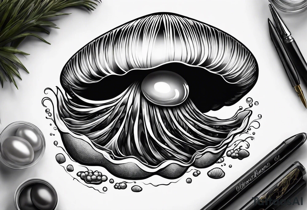 clam open with a pearl inside underwater tattoo idea