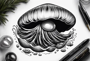 clam open with a pearl inside underwater tattoo idea