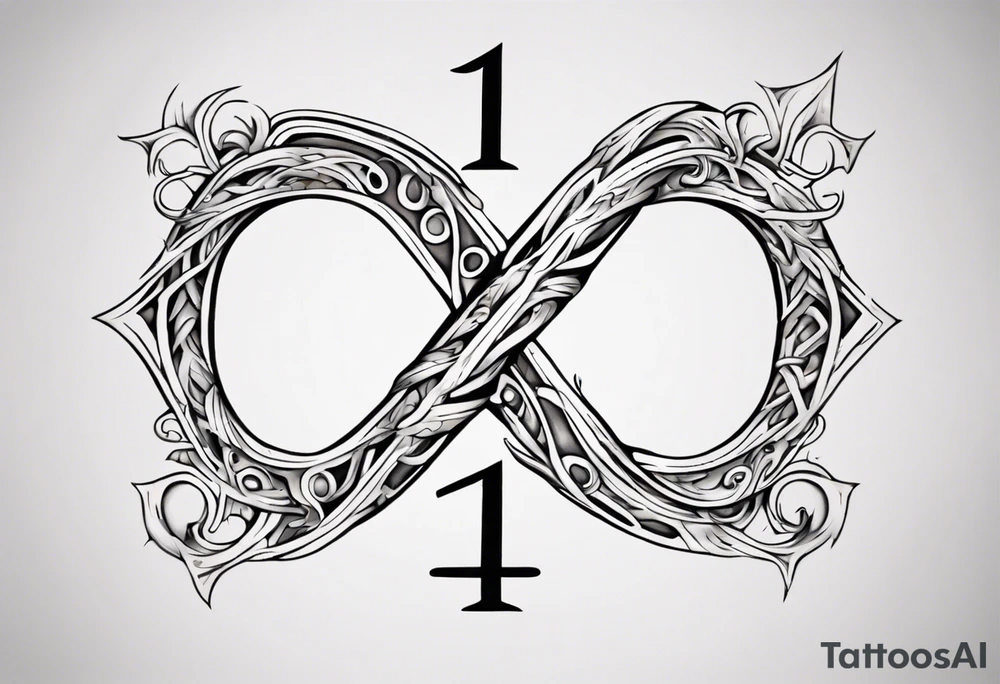 "Design a tattoo that weaves together the number 7 and the number 11, through the infinity symbol." It has to have does 2 numbers well seen. This tatto will be placed on the chest under the clavicle tattoo idea