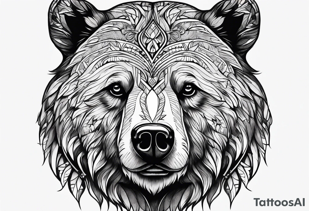 Bear face tattoo idea