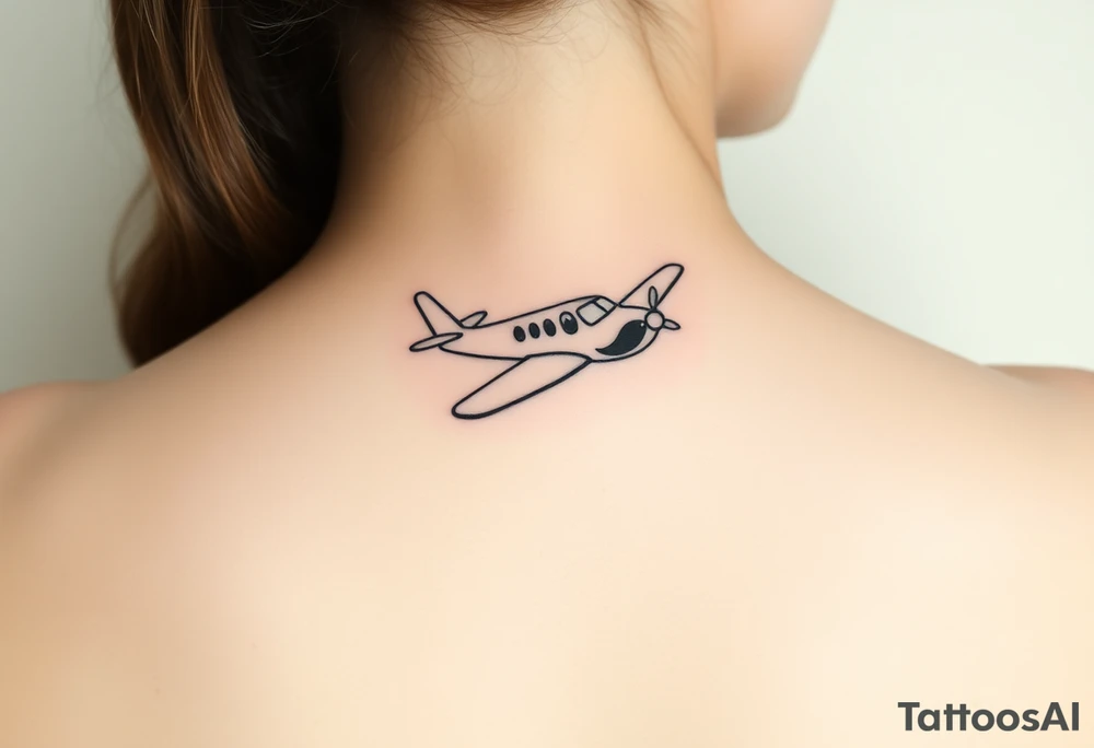 Little plane who has moustache tattoo idea