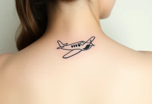 Little plane who has moustache tattoo idea