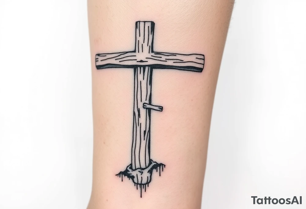 a wooden 12kv pole. Make the pole a cross that has a hidden resemblance to god. tattoo idea