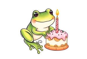 A frog and a birthday cake tattoo idea