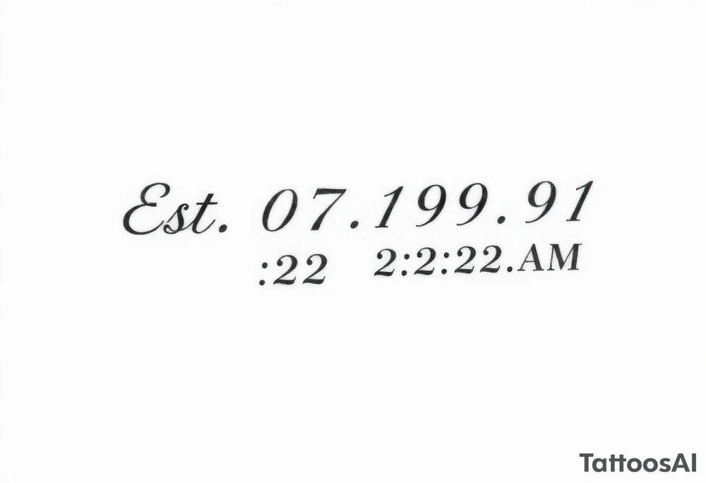 Est. 07.19.91  2:22 A.M tattoo idea