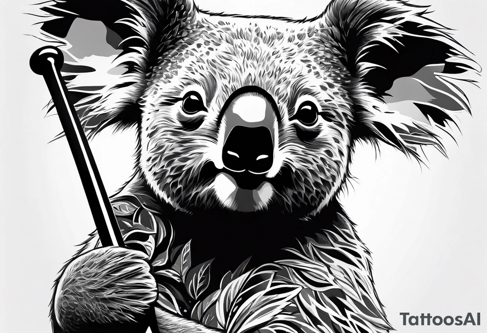 Koala swinging a golf club tattoo idea