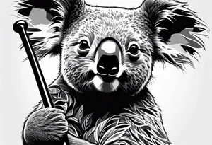 Koala swinging a golf club tattoo idea