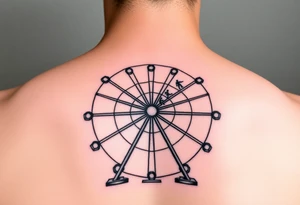 A Ferris wheel with tiny figures climbing it, representing Tris and Four’s iconic moment of trust and bravery, representing movie Divergent tattoo idea