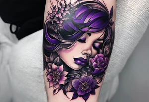 lines around wrist, abstract, black and purple, covered from wrist to forearm, fully covered, no borders, blackwork, no faces tattoo idea