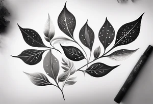 very simple leaves with flow , white background tattoo idea