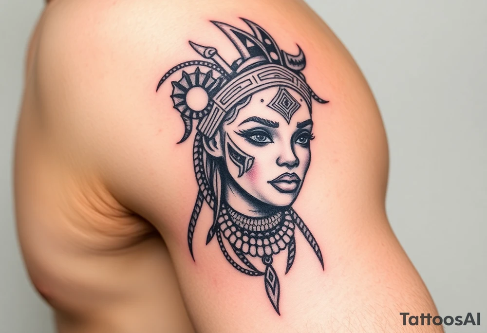 African goddess with tribal makeup tattoo idea
