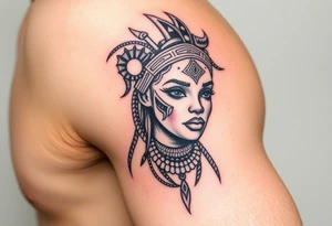 African goddess with tribal makeup tattoo idea