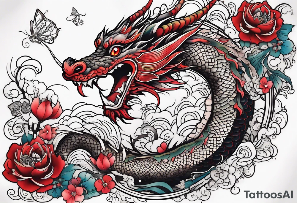 Dragon in wonderland tattoo idea