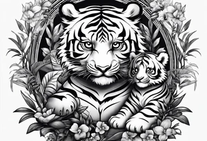 Baby tiger and panda hanging out tattoo idea