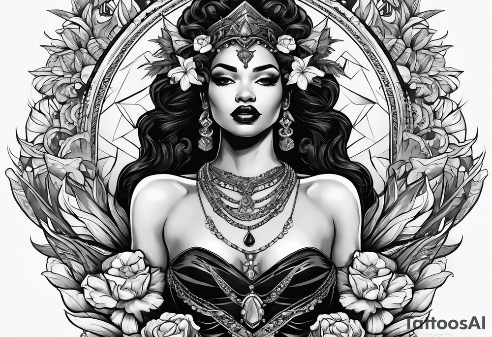 Black Goddess of cocaine tattoo idea