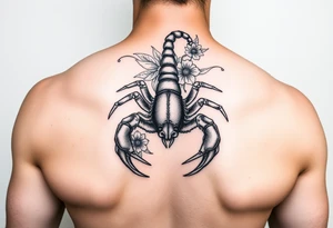 A scorpion with flowers for forearm tattoo idea