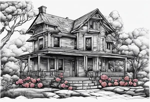 abandoned old house, broken sword, roses tattoo idea