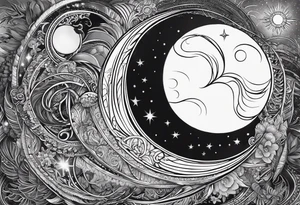 The sun covering half of the moon tattoo idea