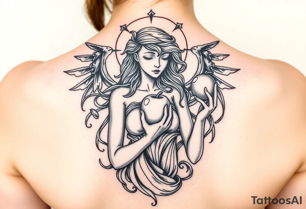 Eris goddess of chaos holding her golden apple tattoo idea