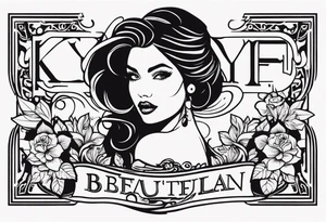 KYDF in bold on a beautiful woman tattoo idea