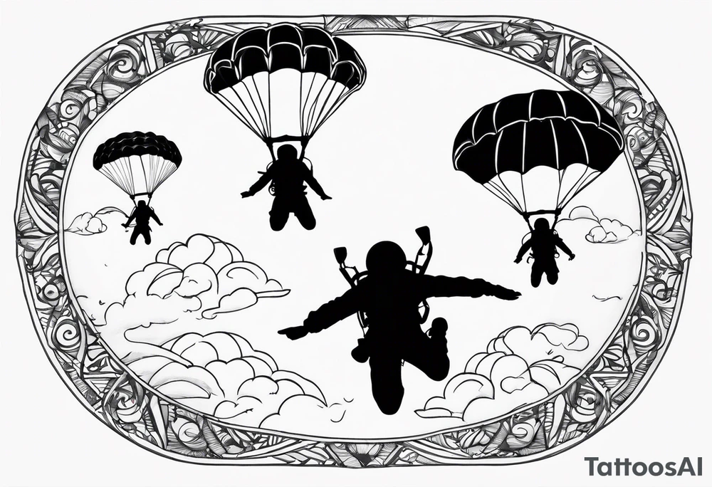 sky divers parachuting tattoo idea