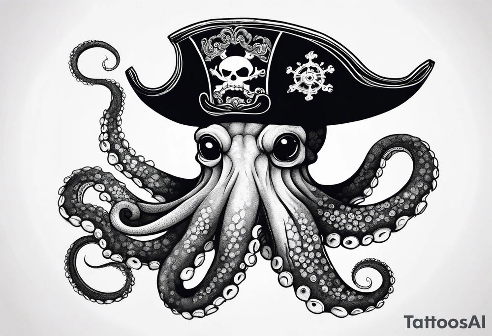octopus wearing a pirate hat tattoo idea