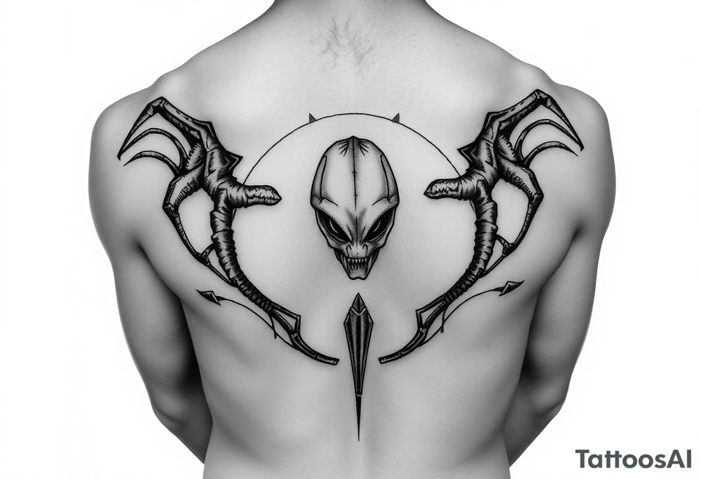 Alien surrounding belly button tattoo idea