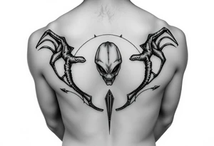 Alien surrounding belly button tattoo idea