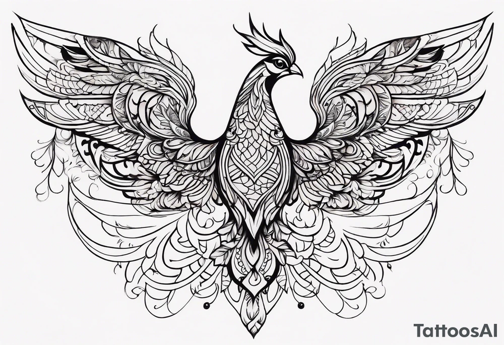 simple girly phoenix sternum tattoo tattoo idea