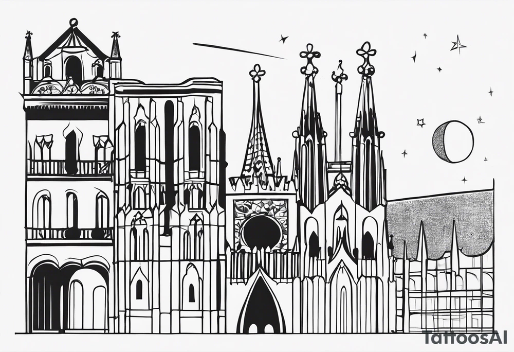 I would like a tattoo in my left back arm that represents Barcelona in a minimalist way tattoo idea