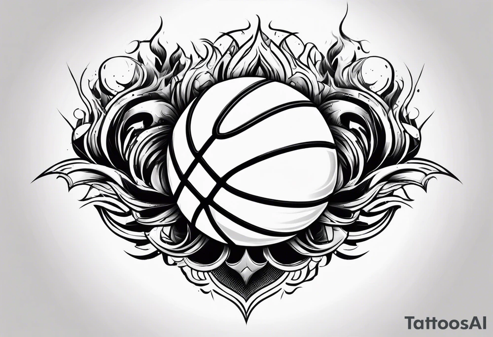 Basketball wit flames tattoo idea