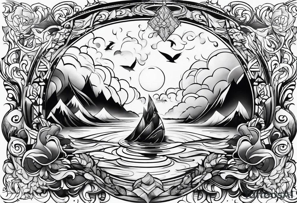 flowing water and fire tattoo tattoo idea