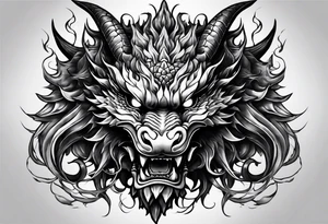 dragon mask fire tattoo idea
