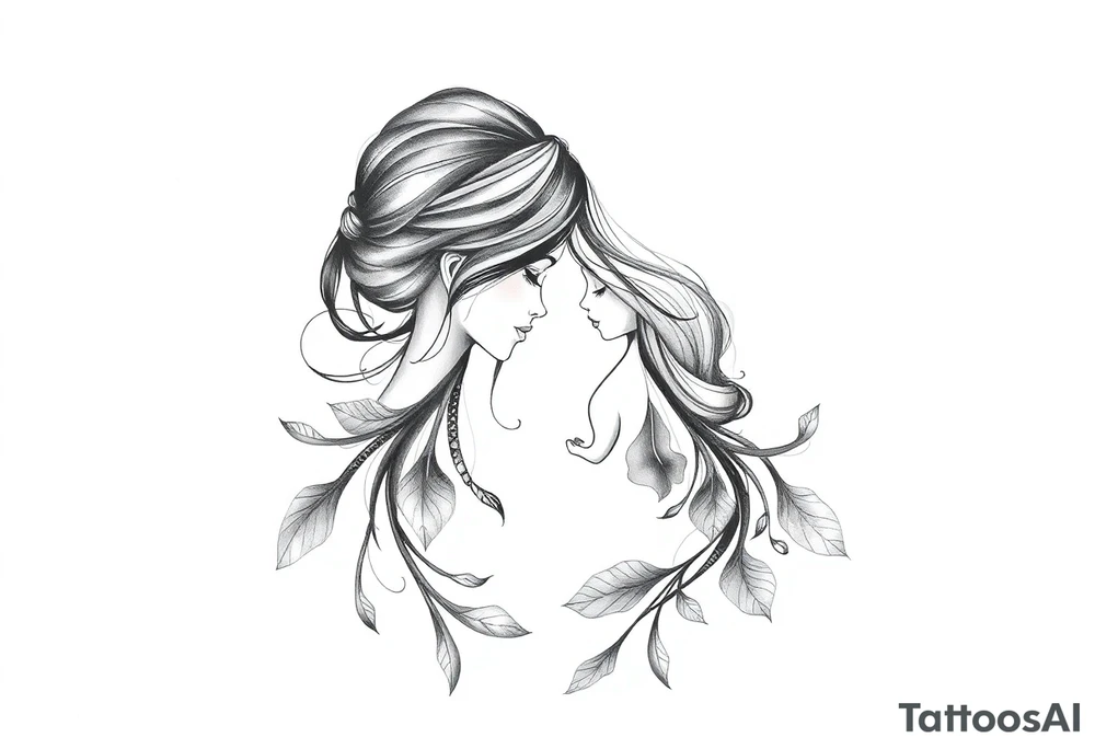 Mother two daughters matching tattoo idea