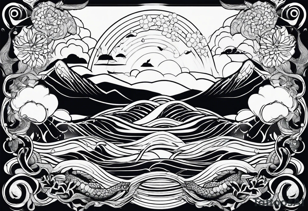 Geometric aquatic tattoo idea