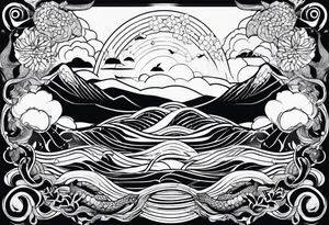 Geometric aquatic tattoo idea