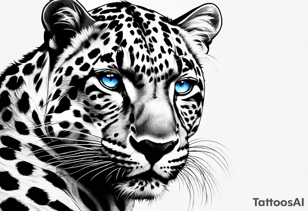 you leopard with blue eyes tattoo idea