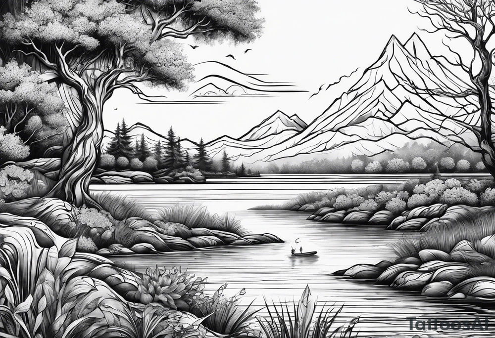man with multiple voices in his head turning into a river tattoo idea