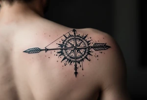 Bow and arrow arm with kompass tattoo idea