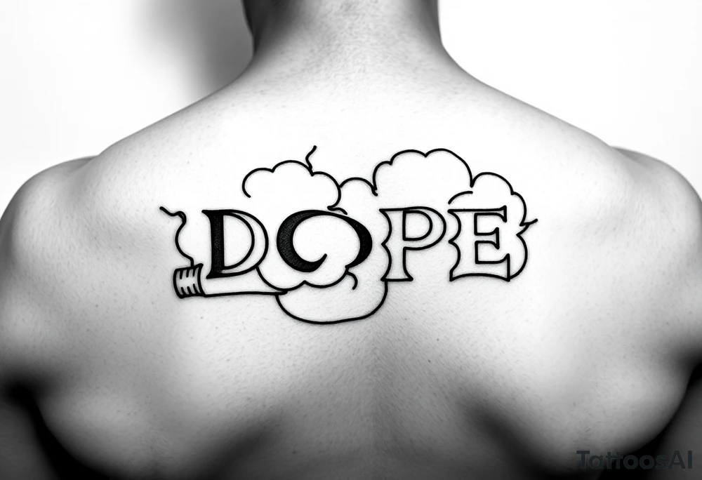 Clouds of smoke coming off a cigar or blunt with the word DOPE being spelled out in smoke. tattoo idea
