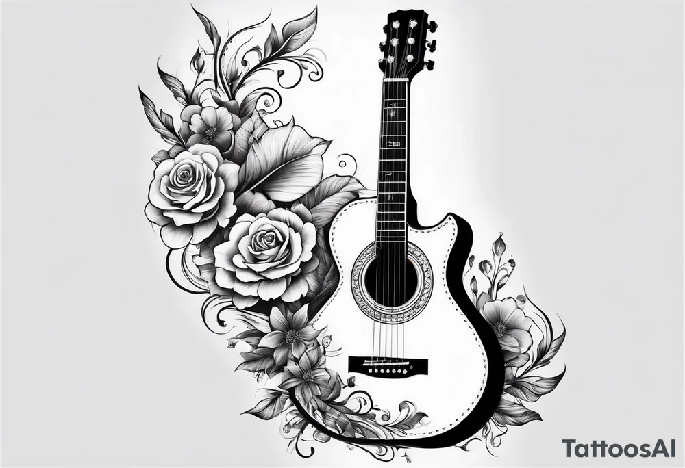 Guitar with flowers growing off the side tattoo idea