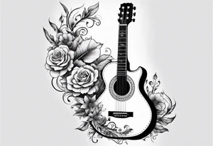 Guitar with flowers growing off the side tattoo idea