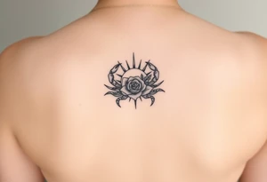 Crab sun and rose tattoo idea