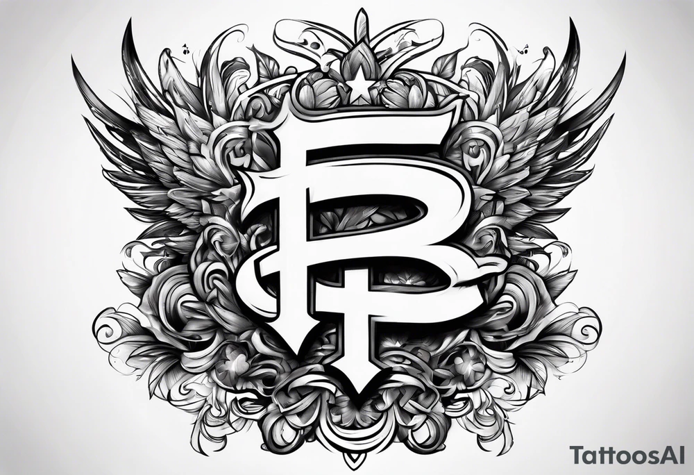 Make a shape by combining letters "EUB" tattoo idea