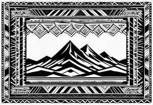 armband tattoo, masculine, narrow, horizontal with mountain chain pattern tattoo idea