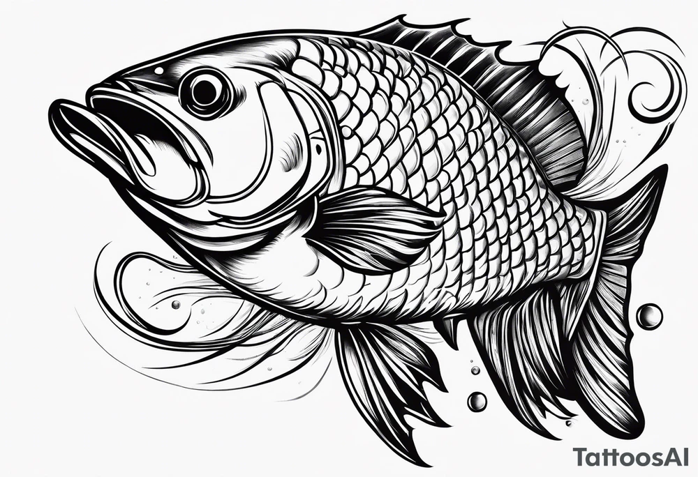 Fishingpole with memorium of a friend tattoo idea