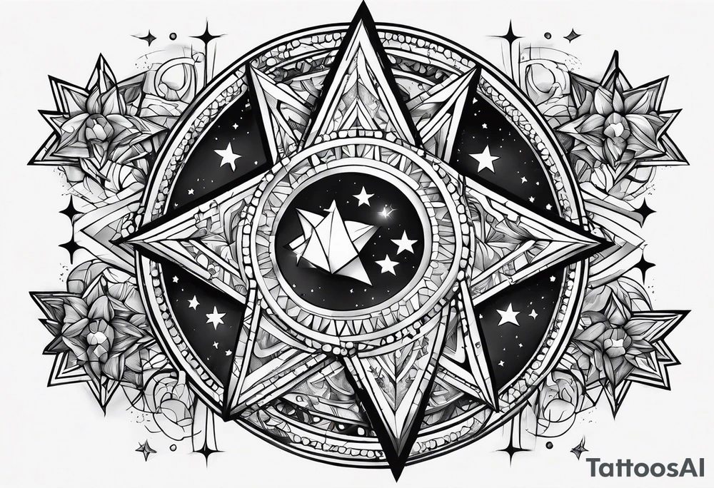 Tesseract and stars tattoo idea