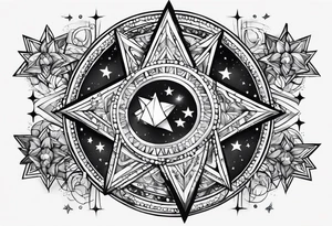 Tesseract and stars tattoo idea