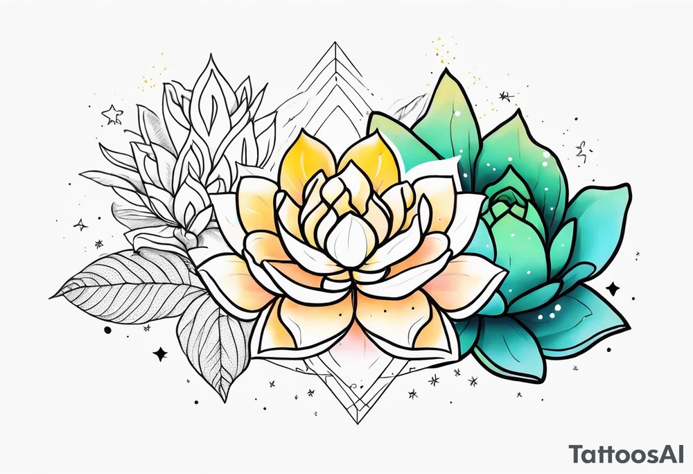 fine line with sun, stars, floral, dots, three succulents
. Sternum tattoo tattoo idea