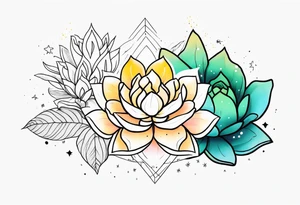 fine line with sun, stars, floral, dots, three succulents
. Sternum tattoo tattoo idea